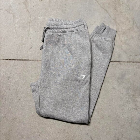 Gymshark Crest Jogger Pant Men’s Small Heather Gray Cotton Blend Stretch - Picture 3 of 6